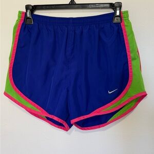 Nike Women's Athletic Shorts in Blue with Pink and Green